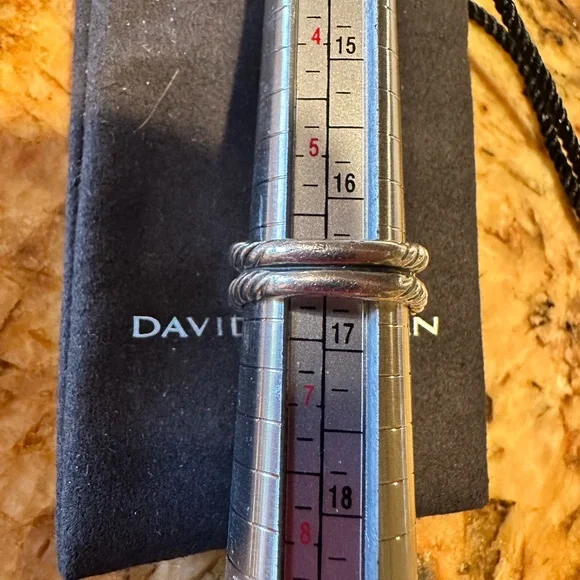 David Yurman Albion 11mm Morganite SS Ring w/Midnight Melange Diamonds - Size 6 - Picture 9 of 9